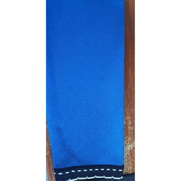 Vintage Misook L Blue Long Sleeve Open Front Jacket Black White Trim FLAW - Picture 8 of 9